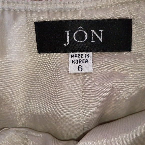 JÔN Pink Tweed Skirt Suit Set Size 10 Fringe Trim Bow Detail 3/4 Sleeve Blazer - Picture 14 of 16